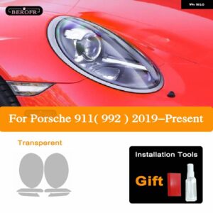 ポルシェ 2個 ヘッドライト フィルムフロントライトクリア TPU ステッカー カイエン 911 718 マカンタイカン アクセサリー - 911( 992 ) 19-On