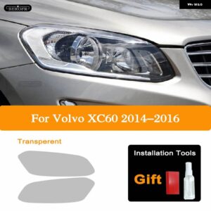 ボルボ ヘッドライト ティントフィルムスモークブラッククリア TPU ライト ステッカー XC60 2015-20 - 14-16 Transparent