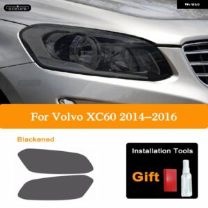 ボルボ ヘッドライト ティントフィルムスモークブラッククリア TPU ライト ステッカー XC60 2015-20 - 14-16 Blackened
