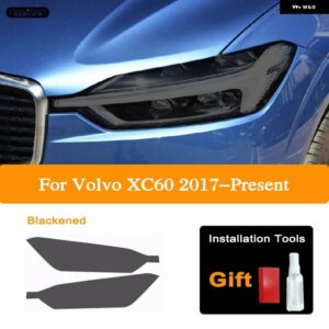ボルボ ヘッドライト ティントフィルムスモークブラッククリア TPU ライト ステッカー XC60 2015-20 - 17-On Blackened