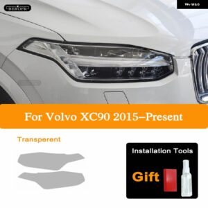 ボルボ 2個 ヘッドライト ティントフィルムクリア TPU フロントライト ステッカー XC90 XC40 XC60 S60 S90 V60 V90 アクセサリー - XC90 15-On