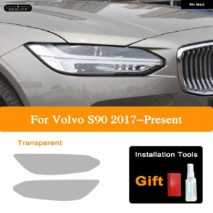 ボルボ 2個 ヘッドライト ティントフィルムクリア TPU フロントライト ステッカー XC90 XC40 XC60 S60 S90 V60 V90 アクセサリー - S90 17-On