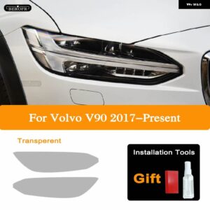 ボルボ 2個 ヘッドライト ティントフィルムクリア TPU フロントライト ステッカー XC90 XC40 XC60 S60 S90 V60 V90 アクセサリー - V90 17-On