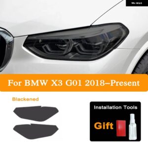 BMW X3 F25 G01 2020 M ヘッドライト ティントスモークブラックフィルムビニールクリア TPU ステッカー アクセサリー 2P - G01 18-On B
