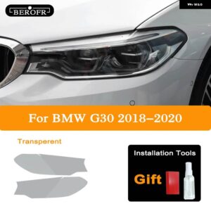 BMW 5シリーズ F10 F11 G30 G31 F07 GT ヘッドライト ティントブラックフィルムクリア TPU ステッカー アクセサリー - G30 Transparent