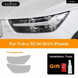 ボルボ 2個 XC90 XC40 S60 XC60 S90 V60 V90 ヘッドライト フィルムフロントライト TPU ティントクリア ステッカー アクセサリー - xc40