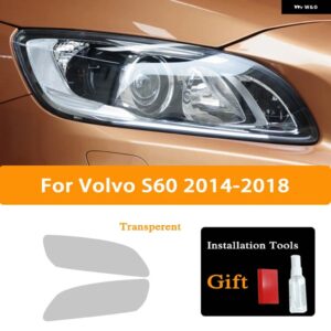 ボルボ 2個 XC90 XC40 S60 XC60 S90 V60 V90 ヘッドライト フィルムフロントライト TPU ティントクリア ステッカー アクセサリー - S60 14-18