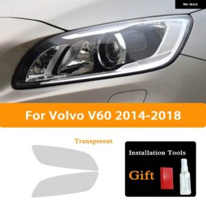 ボルボ 2個 XC90 XC40 S60 XC60 S90 V60 V90 ヘッドライト フィルムフロントライト TPU ティントクリア ステッカー アクセサリー - V60 14-18