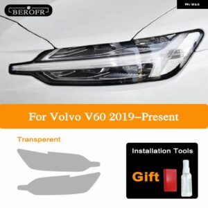 ボルボ 2個 XC90 XC40 S60 XC60 S90 V60 V90 ヘッドライト フィルムフロントライト TPU ティントクリア ステッカー アクセサリー - V60 2019-On