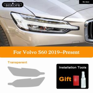 ボルボ 2個 XC90 XC40 S60 XC60 S90 V60 V90 ヘッドライト フィルムフロントライト TPU ティントクリア ステッカー アクセサリー - S60 2019-On