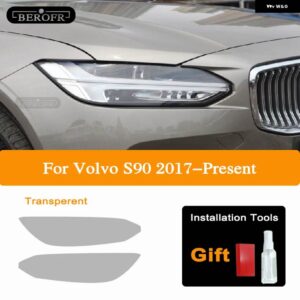 ボルボ 2個 XC90 XC40 S60 XC60 S90 V60 V90 ヘッドライト フィルムフロントライト TPU ティントクリア ステッカー アクセサリー - S90 2017-On