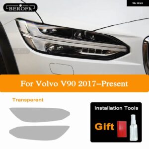 ボルボ 2個 XC90 XC40 S60 XC60 S90 V60 V90 ヘッドライト フィルムフロントライト TPU ティントクリア ステッカー アクセサリー - V90 2017-On