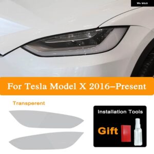 テスラ 2個 モデル3 X Y S ヘッドライト ティントスモークブラックビニールラップフィルムクリア TPU ステッカー - Model X T