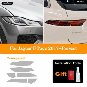 ジャガー ヘッドライト テールライト ティントフィルムスモークブラッククリア TPU ライト ステッカー F ペース 2017-20 - The whole set T