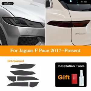ジャガー ヘッドライト テールライト ティントフィルムスモークブラッククリア TPU ライト ステッカー F ペース 2017-20 - The whole set B