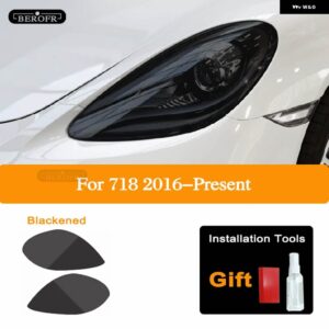 ポルシェ 718 ボクスター ケイマン スポイラー 2016-現在 ヘッドライト テールライト ティント フィルム スモーク ブラック TPU ライ - Headlight B