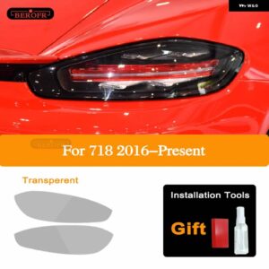 ポルシェ 718 ボクスター ケイマン スポイラー 2016-現在 ヘッドライト テールライト ティント フィルム スモーク ブラック TPU ライ - Taillight T