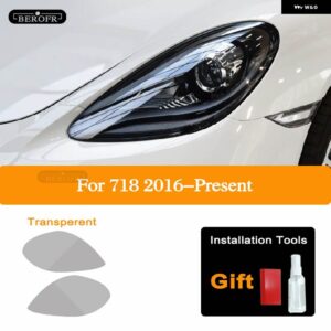 ポルシェ 718 ボクスター ケイマン スポイラー 2016-現在 ヘッドライト テールライト ティント フィルム スモーク ブラック TPU ライ - Headlight T