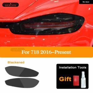 ポルシェ 718 ボクスター ケイマン スポイラー 2016-現在 ヘッドライト テールライト ティント フィルム スモーク ブラック TPU ライ - Taillight B