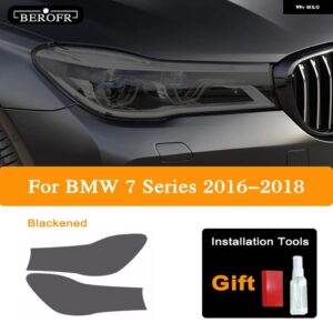 BMW G11 G12 F01 F02 7シリーズ 2009-2020 ヘッドライト ティントスモークブラックフィルムクリア TPU ステッカー アクセサリー 2P - 2016-2018 B