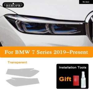 BMW G11 G12 F01 F02 7シリーズ 2009-2020 ヘッドライト ティントスモークブラックフィルムクリア TPU ステッカー アクセサリー 2P - 2019-On T