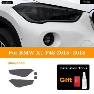 BMW 2個 X1 F48 2015-ON ヘッドライト ティントスモークブラックフィルムビニールクリア TPU ステッカー アクセサリー - X1 F48 15-18 B