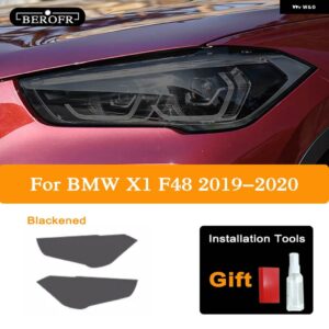 BMW 2個 X1 F48 2015-ON ヘッドライト ティントスモークブラックフィルムビニールクリア TPU ステッカー アクセサリー - X1 F48 19-20 B