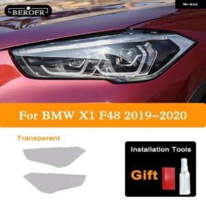 BMW 2個 X1 F48 2015-ON ヘッドライト ティントスモークブラックフィルムビニールクリア TPU ステッカー アクセサリー - X1 F48 19-20 T