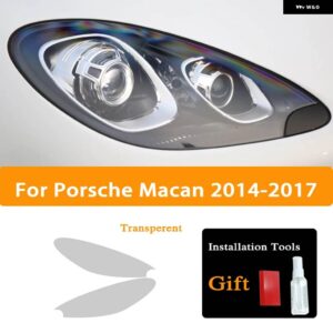ポルシェ ヘッドライト フィルムフロントライトクリア TPU ステッカー カイエン パナメーラ 911 718 マカンタイカン アクセサリー - Macan 14-17