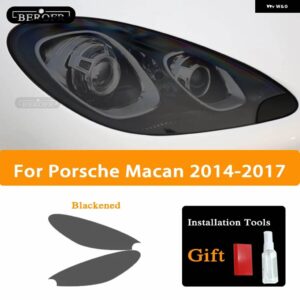 ポルシェ ヘッドライト ティントブラックフィルムクリア TPU ステッカー カイエン 2019 パナメーラマカン アクセサリー - Macan 14-17 B