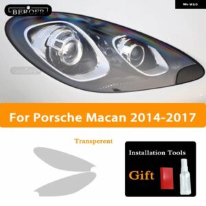 ポルシェ ヘッドライト ティントブラックフィルムクリア TPU ステッカー カイエン 2019 パナメーラマカン アクセサリー - Macan 14-17 T