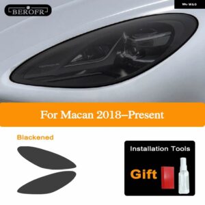 ポルシェ ヘッドライト ティントブラックフィルムクリア TPU ステッカー カイエン 2019 パナメーラマカン アクセサリー - Macan 18-On B