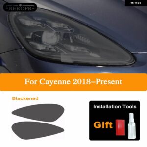 ポルシェ ヘッドライト ティントブラックフィルムクリア TPU ステッカー カイエン 2019 パナメーラマカン アクセサリー - Cayenne 18-On B