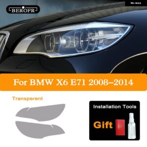 BMW 2個 X6 M E71 2008-2014 ヘッドライト ティントブラックフィルムフロントライトクリア TPU ステッカー ACCESSORES - X6 Transparent