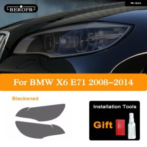 BMW 2個 X6 M E71 2008-2014 ヘッドライト ティントブラックフィルムフロントライトクリア TPU ステッカー ACCESSORES - X6 Blackened