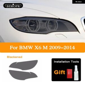 BMW 2個 X6 M E71 2008-2014 ヘッドライト ティントブラックフィルムフロントライトクリア TPU ステッカー ACCESSORES - X6 M Blackened