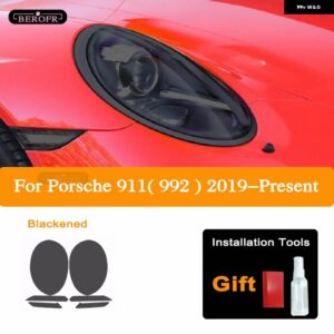 ポルシェ 911 718 カイエン パナメーラ マカン タイカン ヘッドライト ティント スモーク ブラック フィルム TPU ステッカー アクセサ - 911( 992 ) 19-On