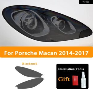 ポルシェ 911 718 カイエン パナメーラ マカン タイカン ヘッドライト ティント スモーク ブラック フィルム TPU ステッカー アクセサ - Macan 14-17