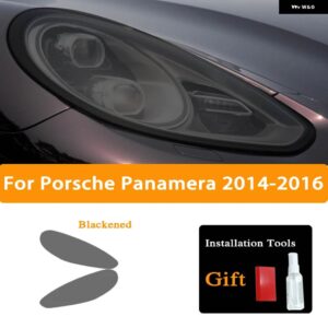 ポルシェ 911 718 カイエン パナメーラ マカン タイカン ヘッドライト ティント スモーク ブラック フィルム TPU ステッカー アクセサ - Panamera 14-16