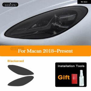 ポルシェ 911 718 カイエン パナメーラ マカン タイカン ヘッドライト ティント スモーク ブラック フィルム TPU ステッカー アクセサ - Macan 18-On