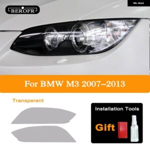 BMW M3 E90/E92/E93 世代 2007-2013 ヘッドライト ティントスモークブラックフィルムフロントライトクリア TPU ステッカー - Transparent