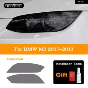 BMW M3 E90/E92/E93 世代 2007-2013 ヘッドライト ティントスモークブラックフィルムフロントライトクリア TPU ステッカー - Blackened