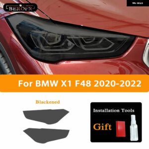 BMW 2個 ヘッドライト ティントブラックフィルムビニールクリア TPU ステッカー X1 F48 2015-ON 2020 アクセサリー - 20-On Blackened