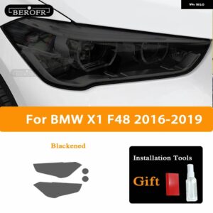 BMW 2個 ヘッドライト ティントブラックフィルムビニールクリア TPU ステッカー X1 F48 2015-ON 2020 アクセサリー - 16-19 Blackened