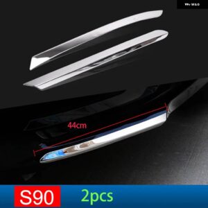 ボルボ カー スタイリング クローム ステッカー V90 S90 2016-19 ステンレスフロント バンパー 唇カバー トリム ストリップ車 ACCESSO - FOR S90 2PCS