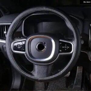 ボルボ 2017-2024 S90 XC90 手縫い ステアリングホイール カバー 2018 XC60 レザー手縫い ステアリングホイール カバー V90 S60 V60 - black