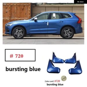ボルボ MUDFLAPS XC60 2018-2025 マッドガード ブルーホワイトグレーブラウン スプラッシュガード フロントリアホイール フェンダー カー アクセサリー 4個 - bursting blue