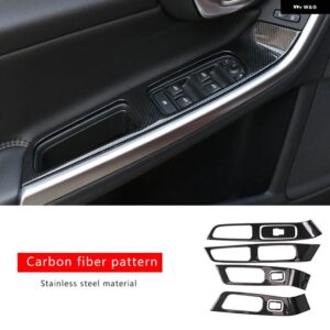 ボルボ ステンレスドアアームレスト パネル 装飾 カバー 窓ガラス昇降ボタン ステッカー トリム V60 S60 XC60 2010-2017 - 7pcs Carbon fiber