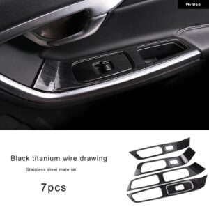 ボルボ ステンレスドアアームレスト パネル 装飾 カバー 窓ガラス昇降ボタン ステッカー トリム V60 S60 XC60 2010-2017 - 7pcs Black titanium