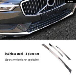 ボルボ クローム 装飾 XC60 2018-21 フロント バンパー 高輝度ストリップネットフロントリップ防止 装飾 ステッカー - silver 3PCS